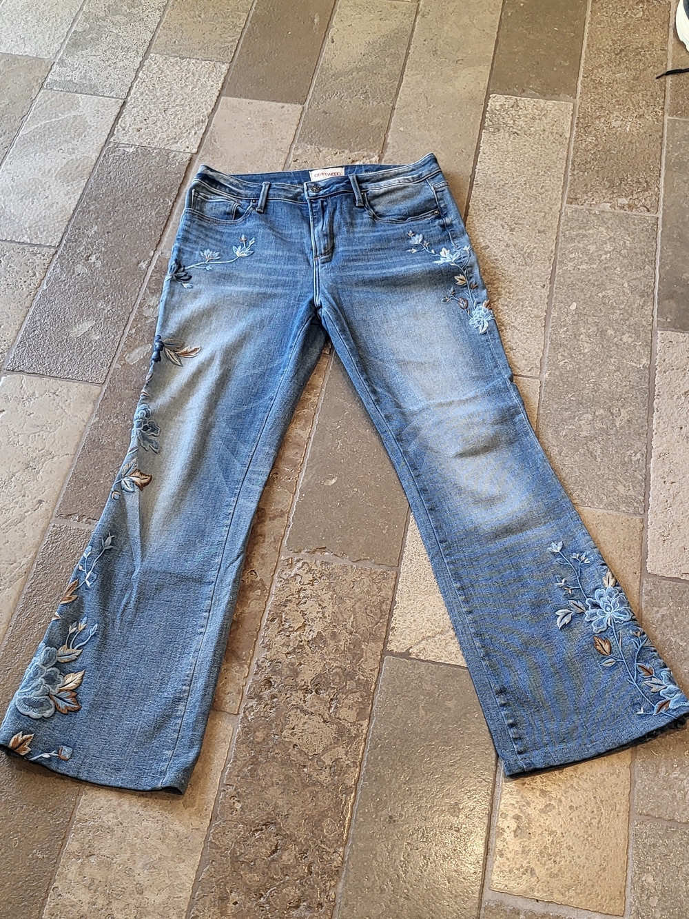 DRIFTWOOD Light Blue Isabel  Embroidered Flare Jeans